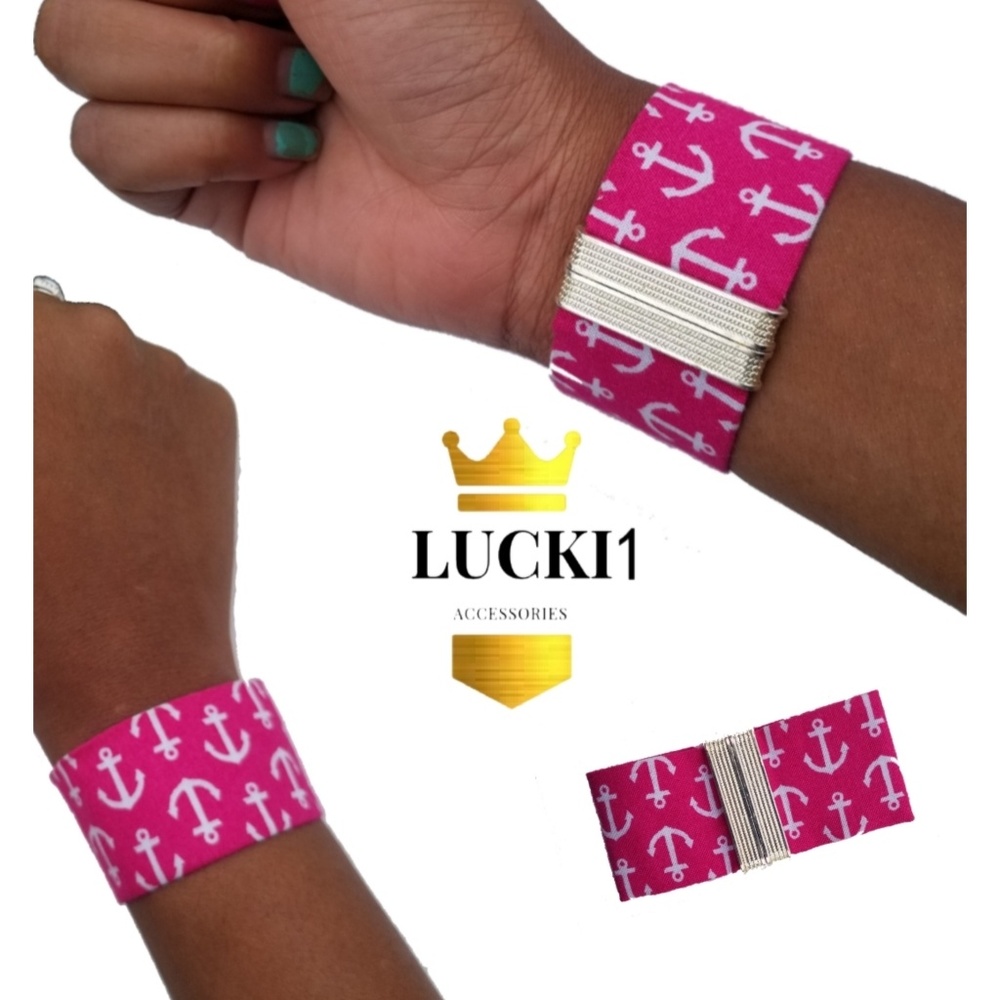 Hot Pink / White Anchor Magnet Jewelry Bracelet